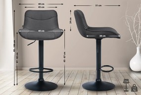 Banco alto em tecido com estrutura preta 85-106 x 49 x 51 cm cinzento escuro