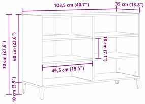 Sideboard vidaXL Carvalho Preto 103,5x35x70 cm de madeira de engenhari