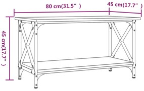 Mesa de centro 80x45x45 cm derivados de madeira/ferro preto