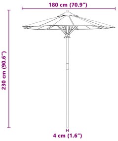 Guarda-sol de Jardim Creme Branco 180x230 cm Bambu