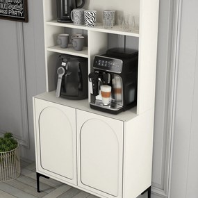 Armário de Cozinha/Sala "Caffè" - Creme e Preto - 81.3x201x35cm - Desi