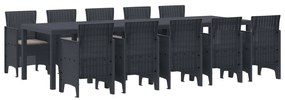 vidaXL Conjunto de Jantar para Jardim com almofada 11 pcs Antracite