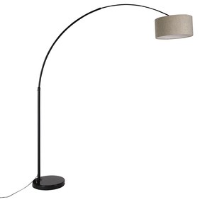 Candeeiro de arco moderno preto com abajur taupe 50 cm - XXL Moderno