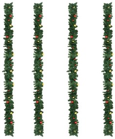 Grinalda de Natal com enfeites 4 pcs 270 cm PVC verde