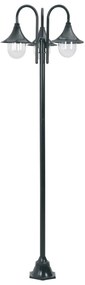 Candeeiro de pé jardim 3 braços E27 220cm alumínio verde escuro