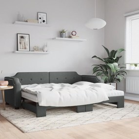 Sofá-cama c/ gavetão/colchões 100x200cm tecido cinzento-escuro