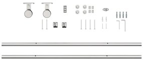Kit ferragens p/ porta deslizante 200cm aço inoxidável prateado