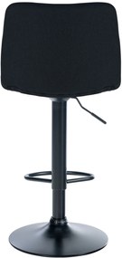 Banco de bar Lex em tecido e com estrutura preta 45 x 89-110 x 46 cm Preto