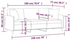 Sofá Foster - De 3 Lugares e 2 Almofadas Decorativas - Cor Cinza-Claro