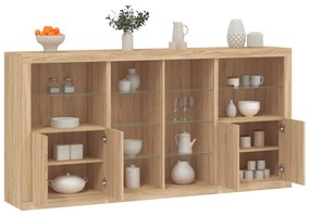 vidaXL Aparador com luzes LED 202x37x100 cm carvalho sonoma
