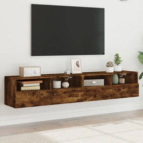 vidaXL Móveis parede TV 2pcs 80x30x30cm deriv. madeira carvalho fumado