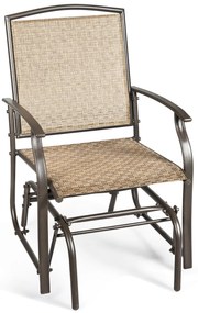 Cadeira de Baloiço Jardim com Armação de Metal para Pátio Jardim Varanda Piscina Gramado 58 x 70 x 94 cm Castanho