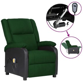 vidaXL Poltrona de massagens elétrica couro art./tecido verde-escuro