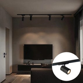LED Sistema de calhas moderno trifásico preto com 4 focos 3000-4000K - Ruler Moderno