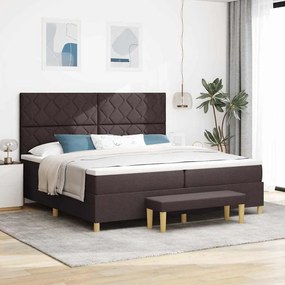 vidaXL Cama Box Spring com Colchão e Banco Marrom Escuro 200x200 cm Tecido