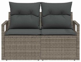 Sofá de Jardim 2 Lugares com Almofadas Cinzento em Rattan