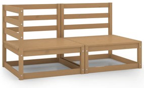 2 pcs conjunto lounge de jardim pinho maciço castanho mel