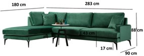 Sofá de Canto Papira – Verde – 283 x 180 cm