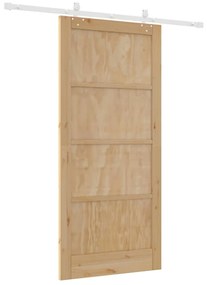 Porta Deslizante vidaXL com Kit de Hardware 93x202 cm Madeira Sólida d