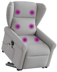 vidaXL Poltrona elétrica elevatória massagens tecido cinzento-nublado