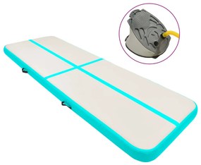 vidaXL Colchão de ginástica insuflável c/ bomba 400x100x15cm PVC verde