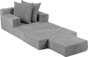 Sofá-Cama Dobrável, 118 x 93 x 48 cm, Capas Removíveis e Laváveis na Máquina, Cinzento