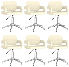 vidaXL Cadeiras de jantar giratórias 6 pcs couro artificial cor creme
