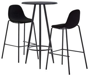 vidaXL 3 pcs conjunto de bar tecido preto