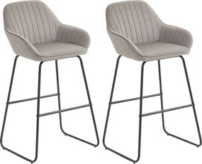 HOMCOM Conjunto de 2 banquetas, Banquetas com revestimento têxtil e espuma, Banquetas estofadas com pernas metálicas, Cinza | Aosom Portugal