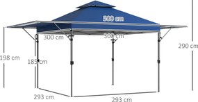 Tenda pop-up dobrável para jardim, 5 x 3 m, em tecido Oxford com 2 paredes ajustáveis, incluindo saco de transporte com Rodas azul