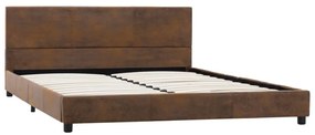 Estrutura de cama 120x200 cm camurça artificial castanho