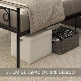 Estrutura de Cama Individual de Metal 31cm para Colchão 90x190cm com C