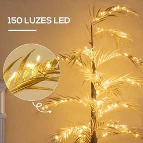 Árvore Palmeira com 150 Luzes LED IP44 Branco Quente Árvore Decorativa