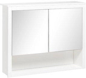 HOMCOM Armário de Parede para Casa de Banho com Espelho 2 Portas e Prateleira de Armazenamento 80x20x65cm Branco