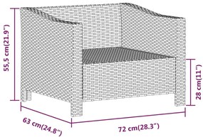 6 pcs conjunto lounge de jardim c/ almofadões vime PE cinzento