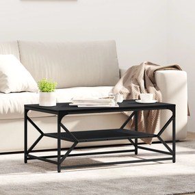 mesa de centro com prateleira Carvalho Preto 90x50x40 cm Madeira Engen