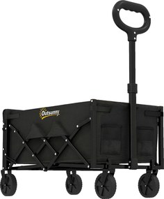 Outsunny Carrinho 80L – Carrinho Dobrável de Transporte com Alça Telescópica, Tampa Traseira e Porta-copos | Aosom Portugal