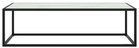 Mesa de centro 120x50x35 cm preto com vidro mármore branco