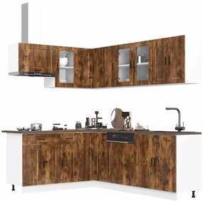 vidaXL 11 peças armário de cozinha conjunto Porto carvalho fumado