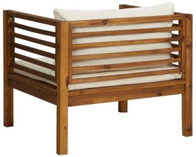 Cadeira de jardim com almofadões branco nata acácia maciça