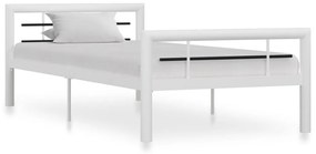 Estrutura de cama 100x200 cm metal branco e preto