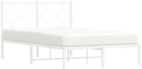 Estrutura de cama com cabeceira 120x200 cm metal branco