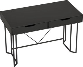 HOMCOM Mesa de Computador Compactar com 2 Gavetas Secretária com Amplo Tampo 120x60x77 cm Preto | Aosom Portugal