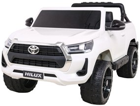 Carro elétrico para Crianças Toyota Hilux 12V 4x4 Rodas Espuma EVA, Assento couro ecológico Branco