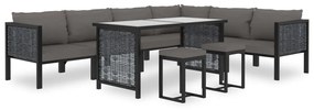 vidaXL 9 pcs conjunto lounge de jardim c/ almofadões vime PE antracite