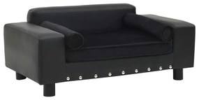 Sofá para cães 81x43x31 cm pelúcia e couro artificial preto