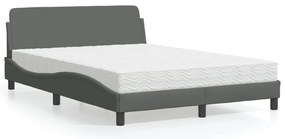 Cama com colchão 140x200 cm tecido cinzento-escuro