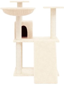 Árvore para gatos c/ postes arranhadores sisal 83 cm cor creme