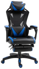 Vinsetto Cadeira de escritorio gaming ergonômica Altura ajustável  com encosto ajustável   65x70x117-125 cm Azul|Aosom Portugal