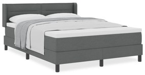 Cama Box com Colchão Cinza Escuro 140x200 cm Tecido, Cabeceira com Des